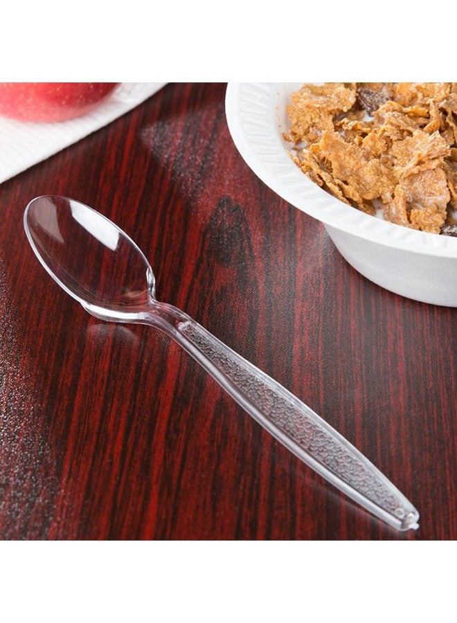SNH Packing ملعقة بلاستيكية شفافة - ملعقة disposable ثقيلة الوزن، أدوات مائدة شفافة ثقيلة - أدوات بلاستيكية - مثالية للحفلات والمطاعم - 50 قطعة. - Image 3